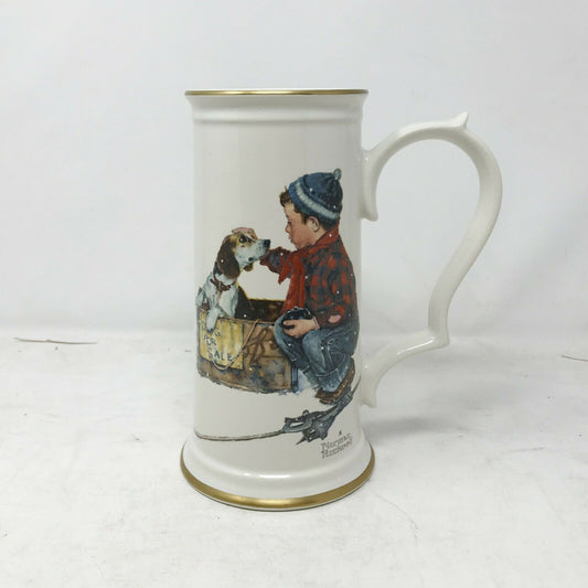 Norman Rockwell, Gorham Limited, "A Boy Meets His Dog" Stein. #2180 of 9,800.