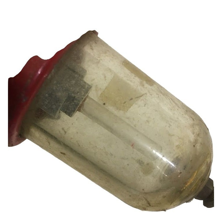 Vintage TRACTOR PART Carburator? Glass bulb with lid and in and outlets - automotive tool part 5 1-2x 2 1-2 inches, Arrow Tools chicago