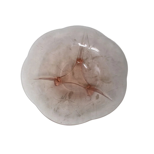 Beautiful Rose Carnival Glass Dish with Very Wide Scalloped Edge Rim - Embossed with wheat / foliage A+ Stuff A+ Stuff