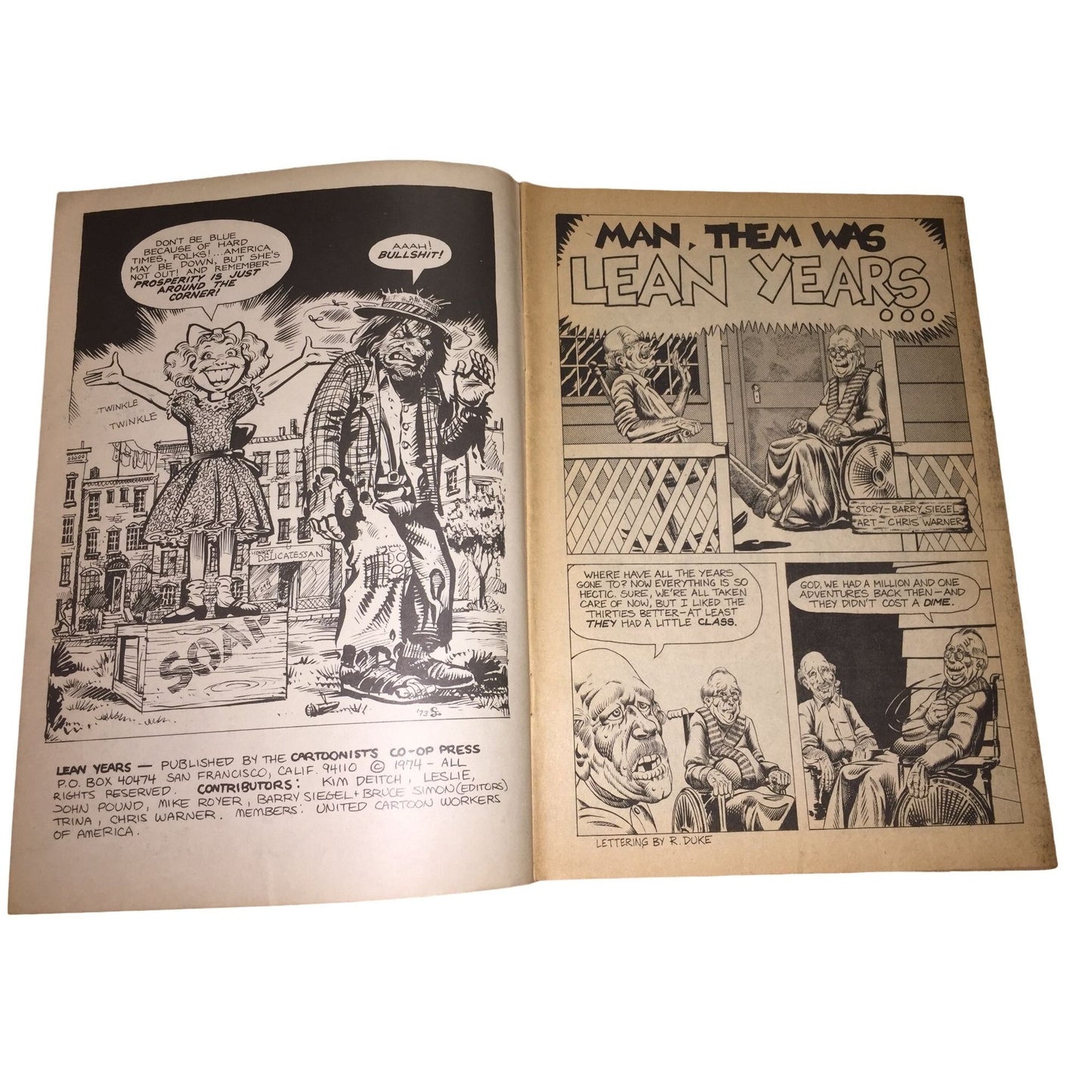 LEAN YEARS Underground Comix Vintage Comic Book 1974 Kim Deitch, Leslie, John Pound, Mike Royer, Barry Siegel, Bruce Simon, Trina, Chris War