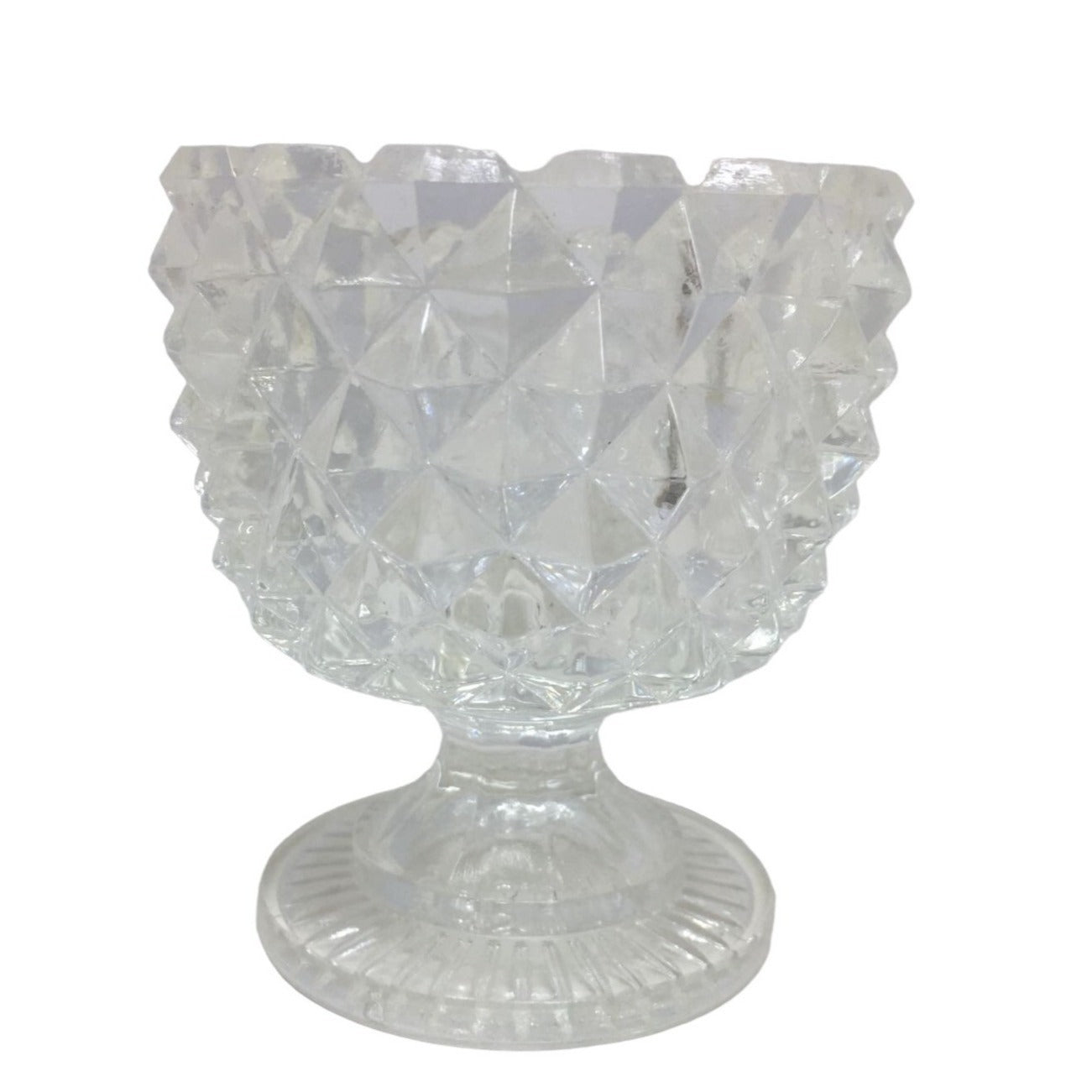 Pretty Leaf Shaped Crystal Serving Dish Prism Effect cut Bottom Ridges