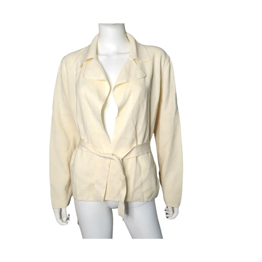 RODIER Womens Wrap Around Cardigan with Belt Cream/Ivory Color Size Large