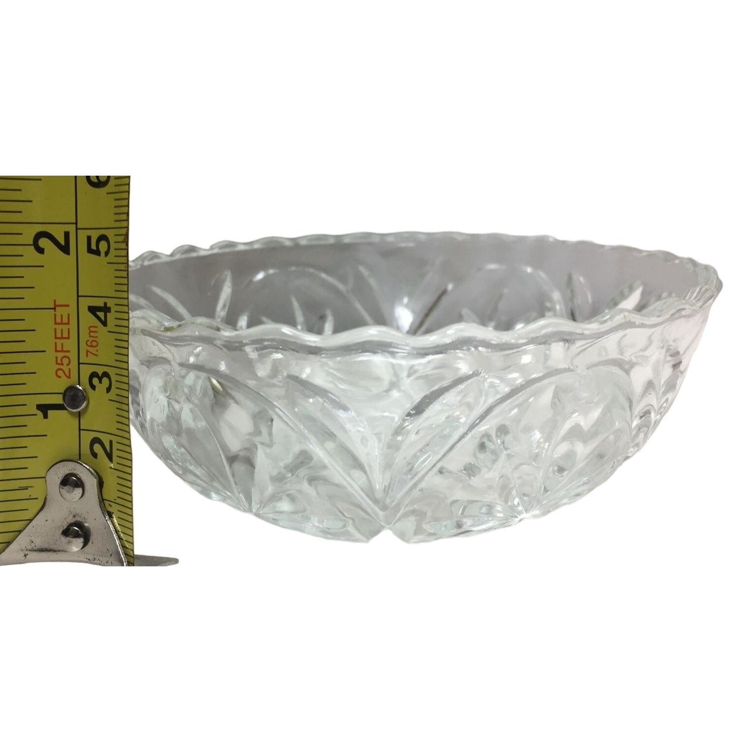 Pretty Crystal Bowl or Dish - Appprox 6" Diameter - detailed fancy dishes