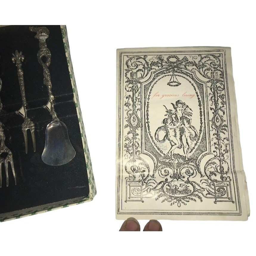 Antique Candlelight Silver Hostess Flatware Set in Box with Insert - from Florence the Magnificent (Italy) - Very good condition