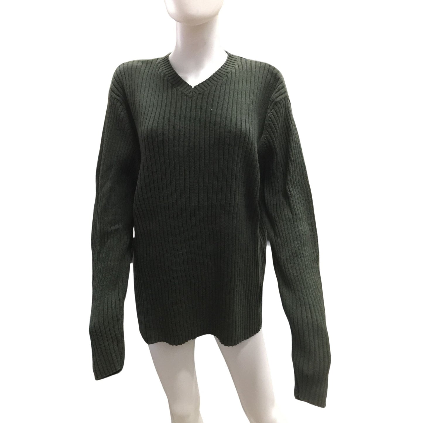 Old Navy Dark Green (Olive) Ribbed V Neck Sweater Mens size XXL - Boyfriend Sweater