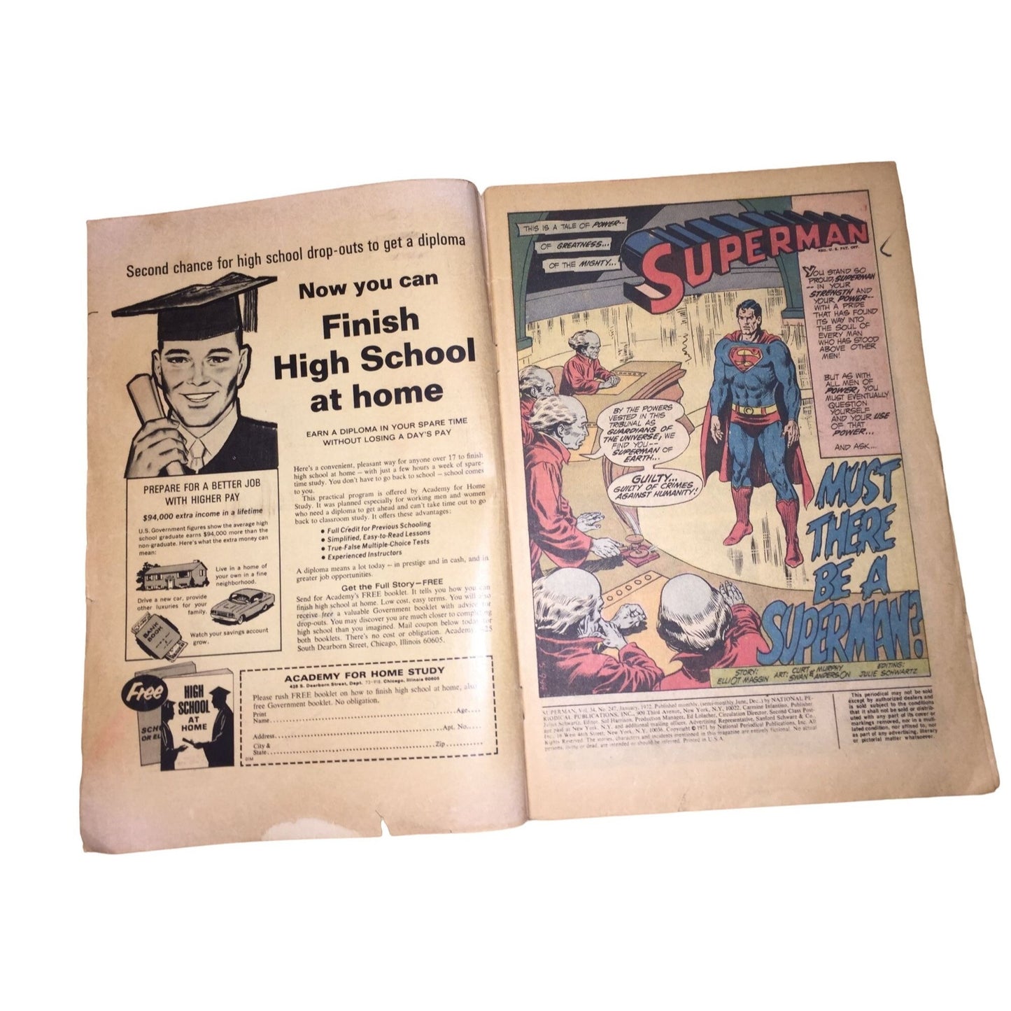 The Amazing Adventures of Superman No. 247 January 1972 - Vintage Comic Book - Super Hero