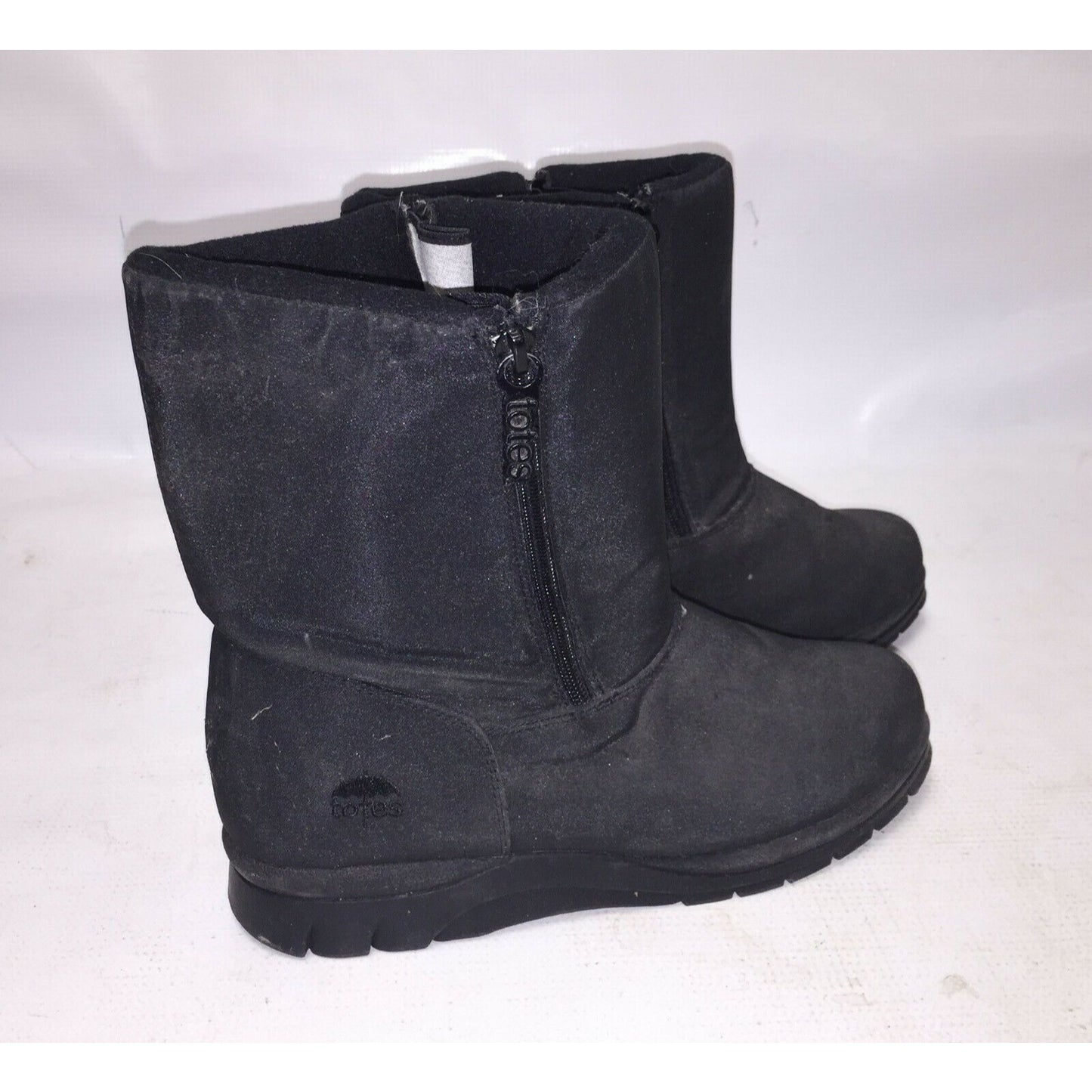 TOTES Waterproof Women's BLACK BOOTS Zip Up WInter Rain Boot