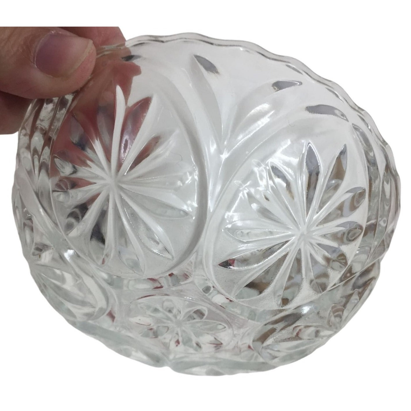 Pretty Crystal Bowl or Dish - Appprox 6" Diameter - detailed fancy dishes