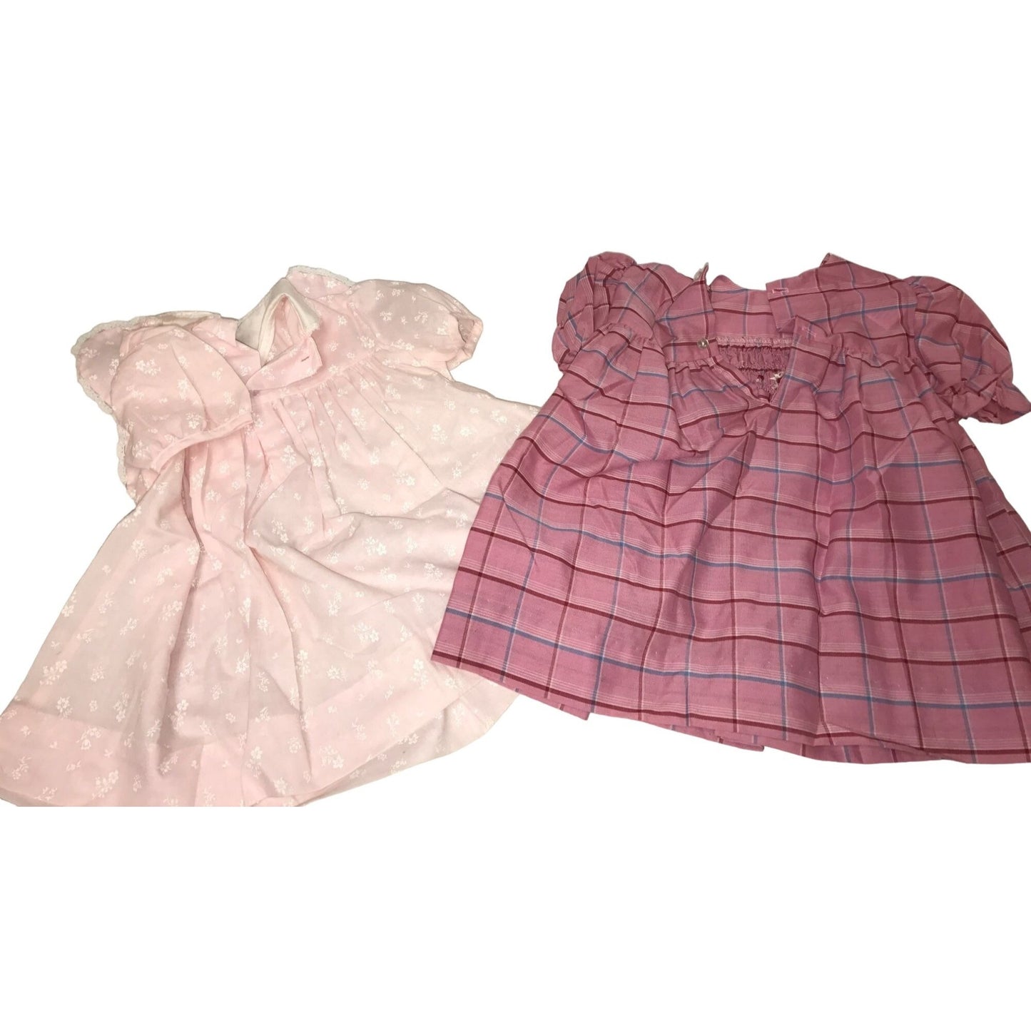 Pretty Pair of Pink & Burgundy Vintage Polly Flinders Baby / Toddler Dresses 24 mos & 2T