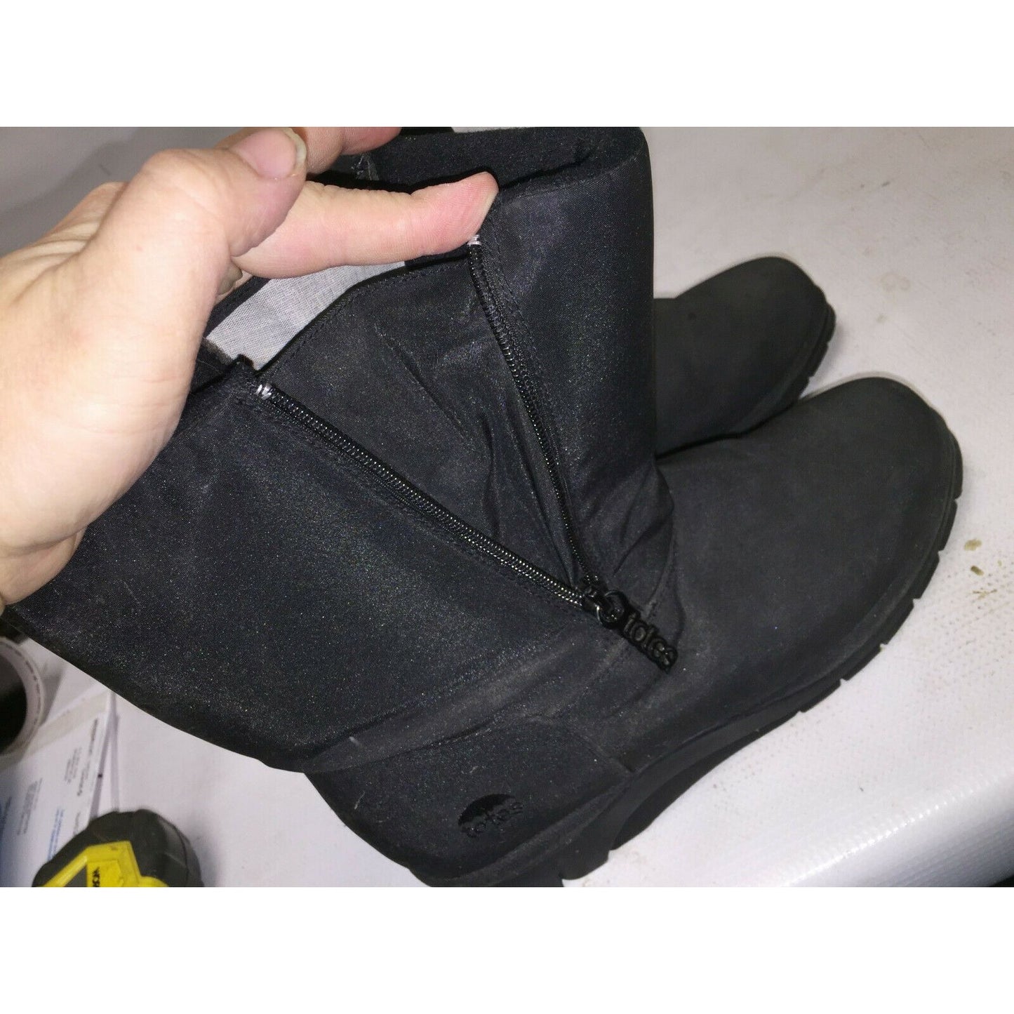 TOTES Waterproof Women's BLACK BOOTS Zip Up WInter Rain Boot