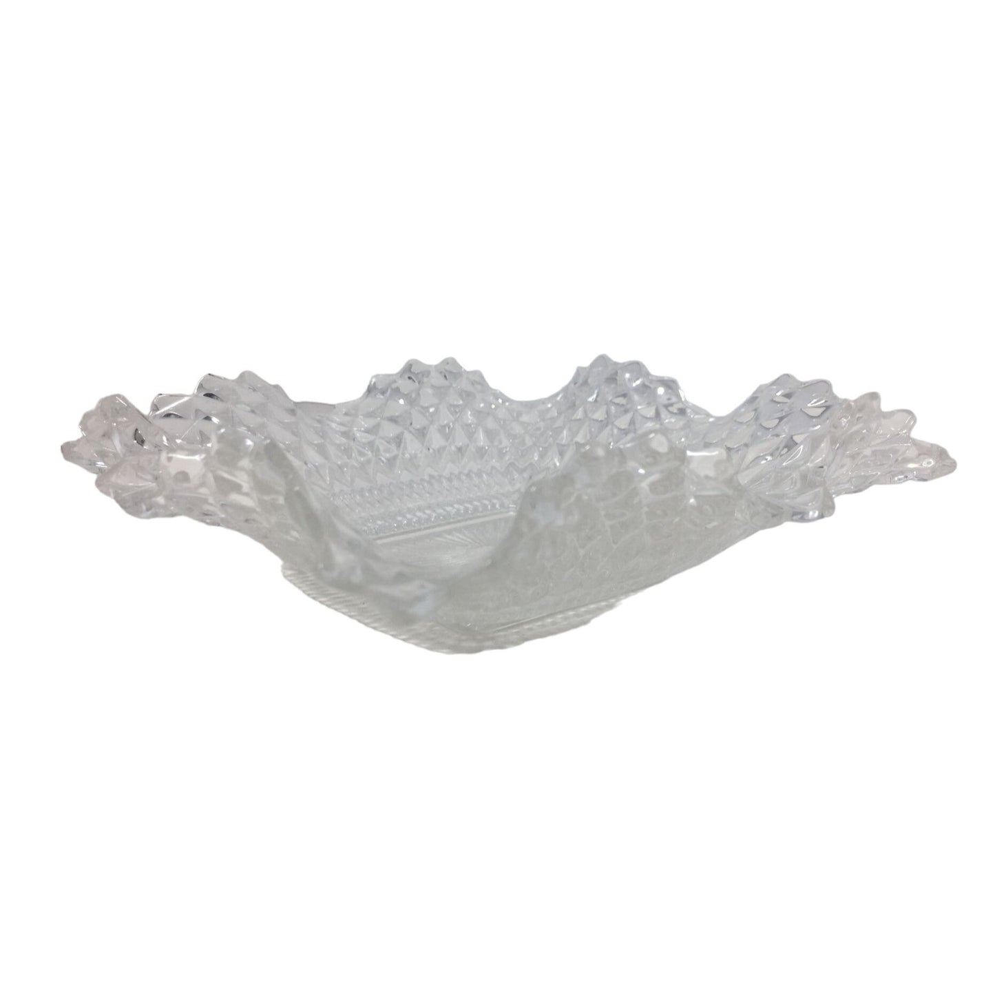 Pretty Diamond Pattern Serving Dish 7" Square with Scalloped Rippling Edges