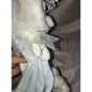 Porcelain Christmas Angel on Base White Fur & Blue Gem Beads Gown Unbranded  A+ Stuff Dolls