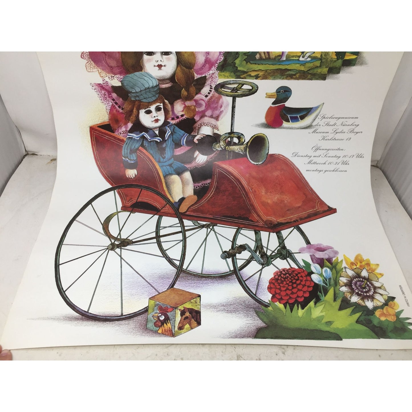 Dolls in Carriage. Spielzeug Museum Nurnburg (Nuremburg) Vintage 1970-1980s Poster - approx 23.5" x 33"