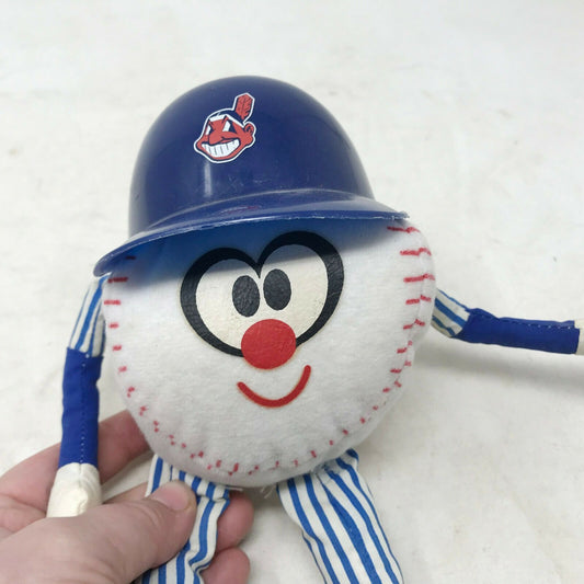 Vintage MLB CLEVELAND INDIANS Baseball Plush CUTE! Toy w Helmet