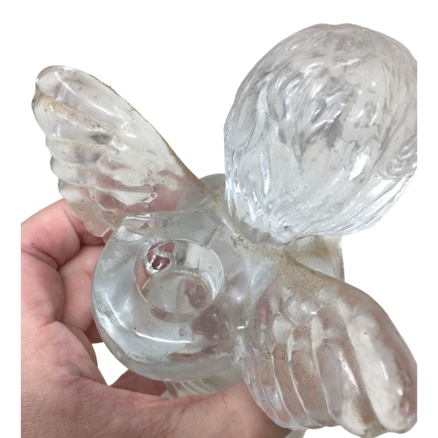 Clear Glass Angel Candlestick Holder - Sweet Cherub Decor