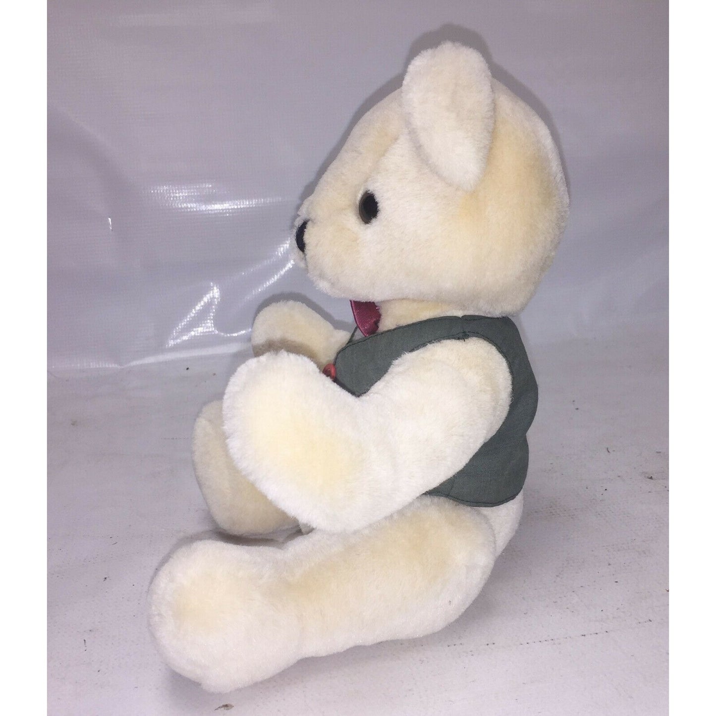 Applause 1988 jointed TEDDY BEAR plush toy w Bowtie and Vest Cute!