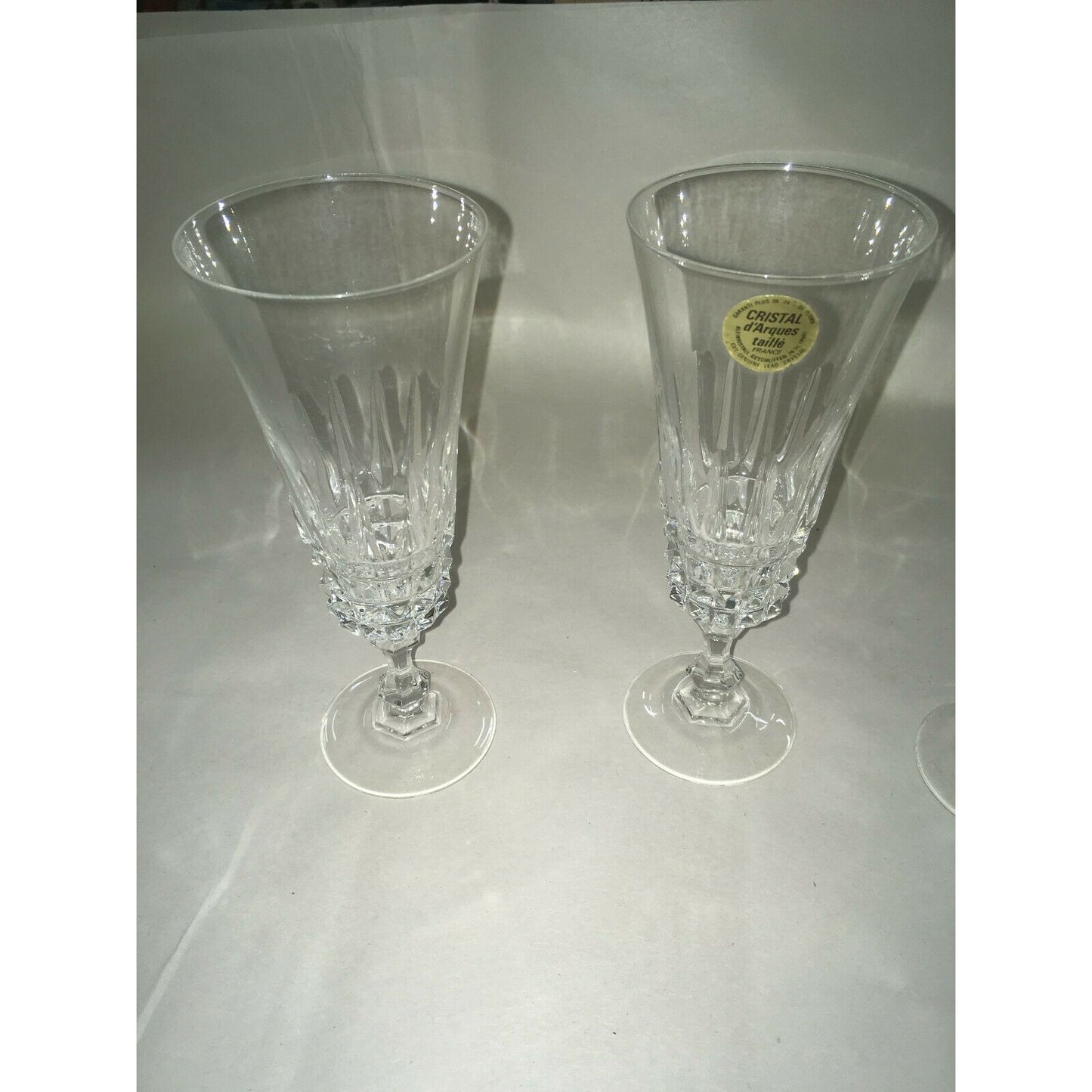 Vintage CRISTAL d'ARQUES - Taille- 4 Cut Glass CHAMPAGNE FLUTES