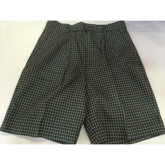 CLAIBORNE Mens size 31 Casual Dark Plaid Checkered Shorts - 100% Cotton