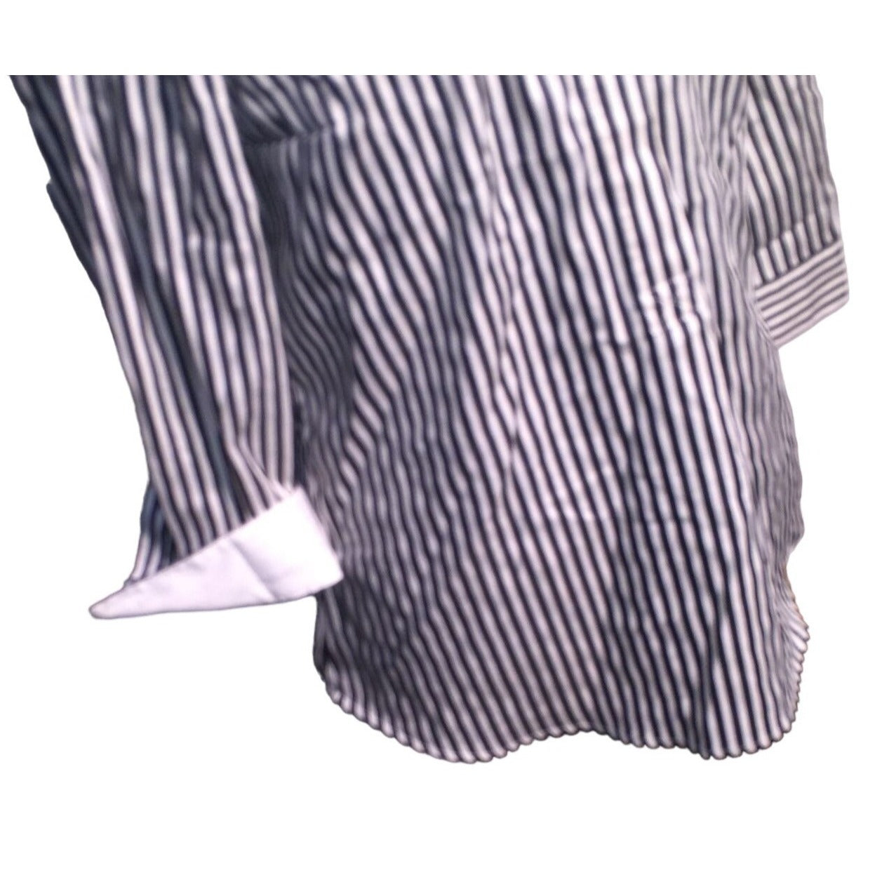 H&M Womens oversize Striped button down blouse with white cuffs - Size 10 (stretchy)