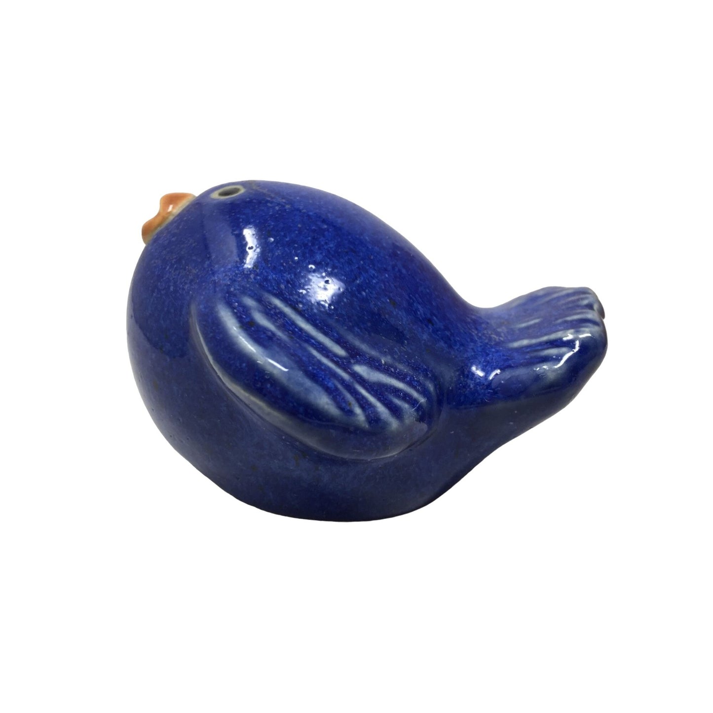 Cute Folk Art Style Blue Bird  figurine Country Decor Round Body Rustic Style