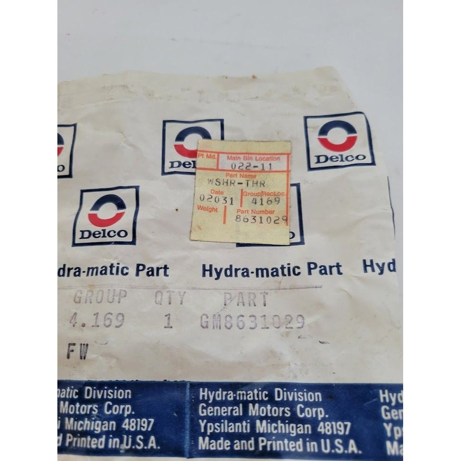 Delco Hydra-matic Part GM part no. 8631029 WASHER THR GR 4.169 Vintage General Motors Replacement Auto Part NOS