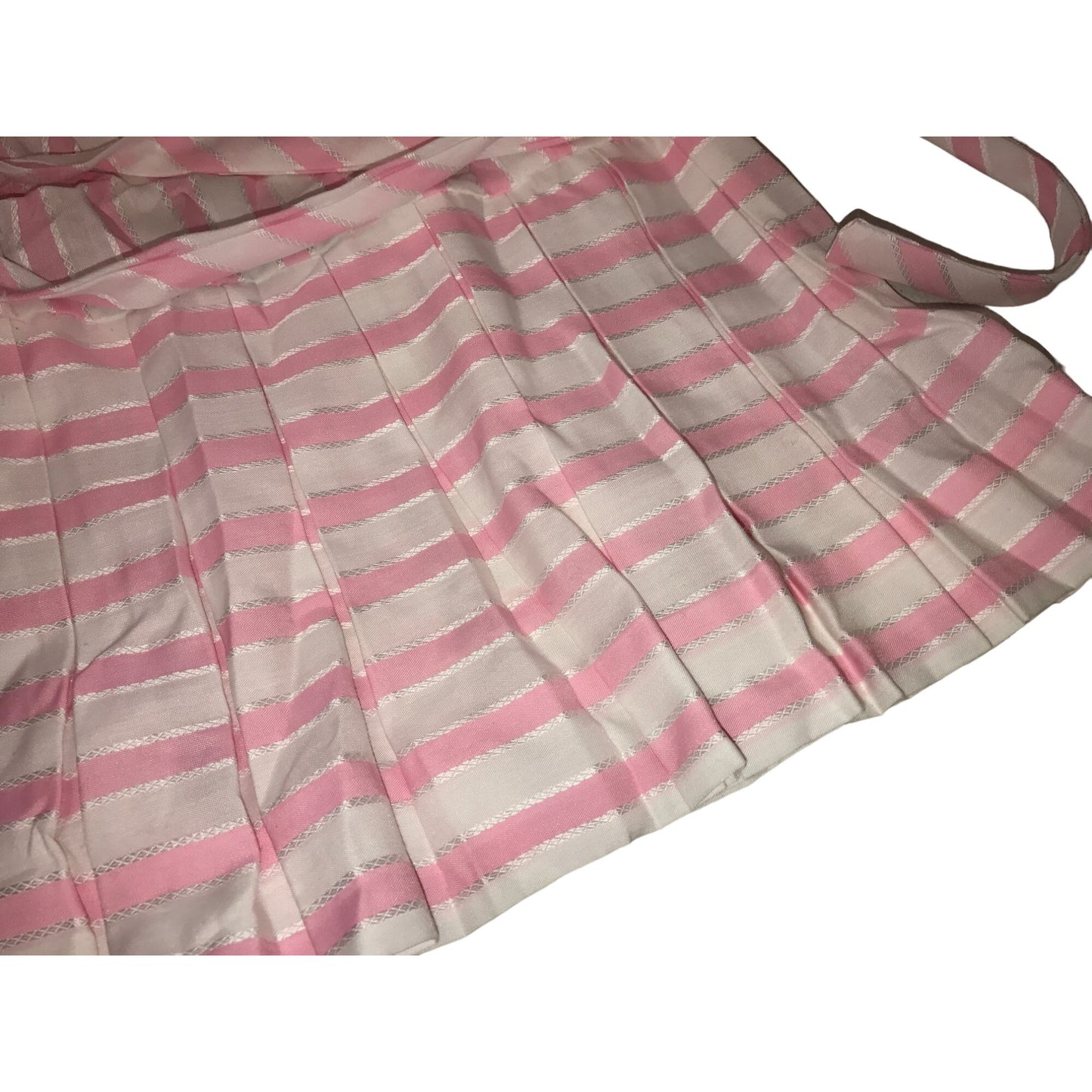 Vintage Girls Dress - Pink and White Stripe Pattern with Ribbon and wide Foldover Collar size 6T