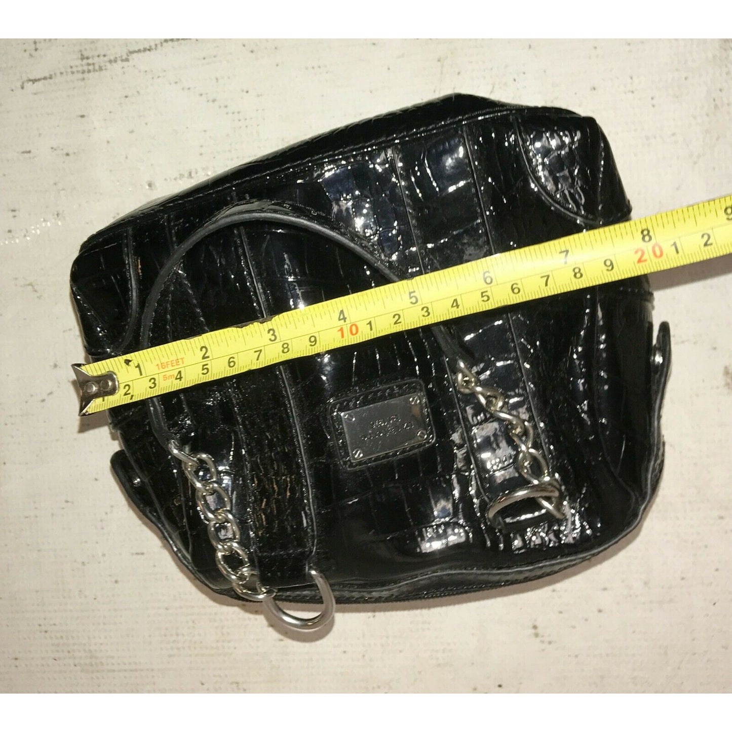 Liz Claiborne Black HandBag Purse Faux Croc Leather Inside Pockets