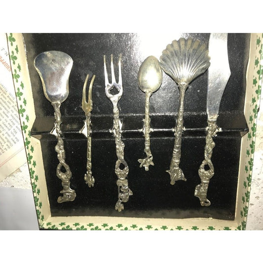 Antique Candlelight Silver Hostess Flatware Set in Box with Insert - from Florence the Magnificent (Italy) - Very good condition