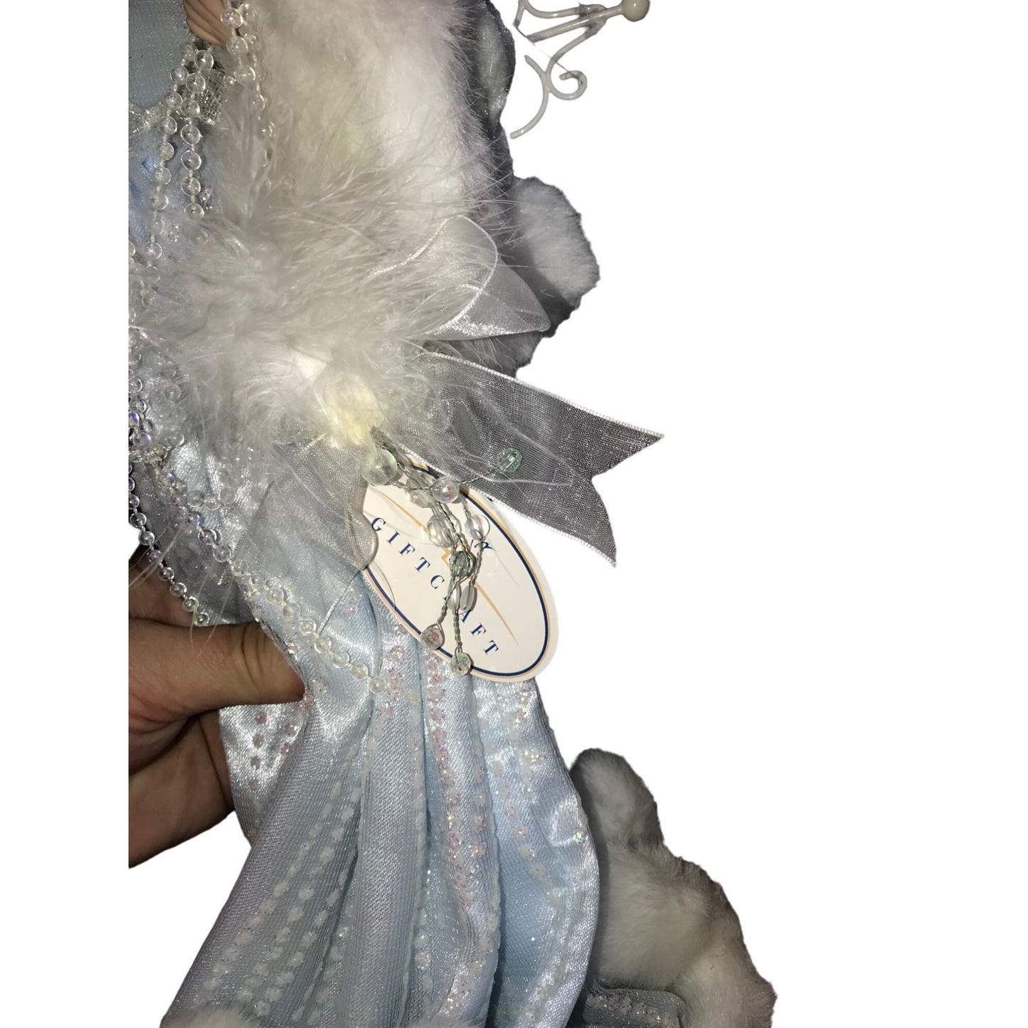 Beautiful Holiday Woman / Angel Decor - Blue and white Ice Angel Christmas Decor Faux Fur Edging