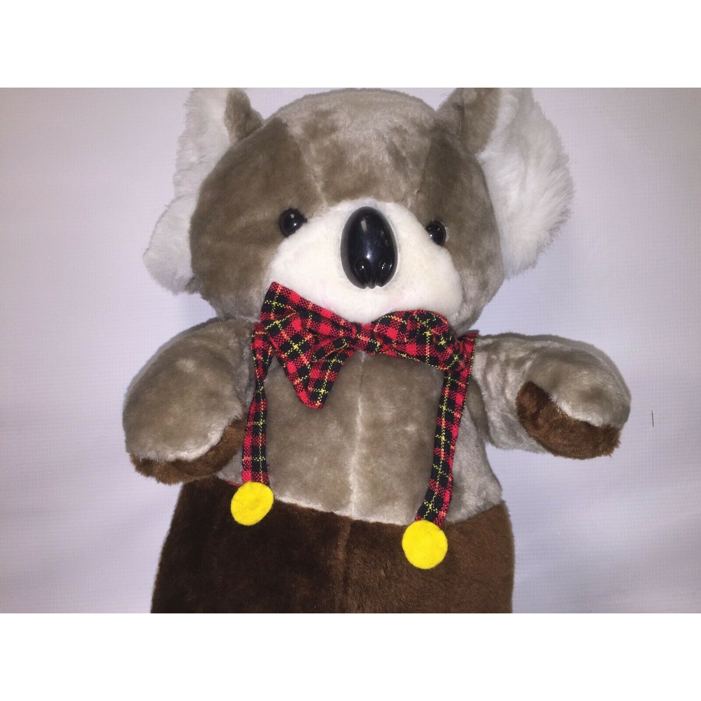 Koala w Plaid Bow & Suspenders - Vintage (1982) Koala Plush CUTE!