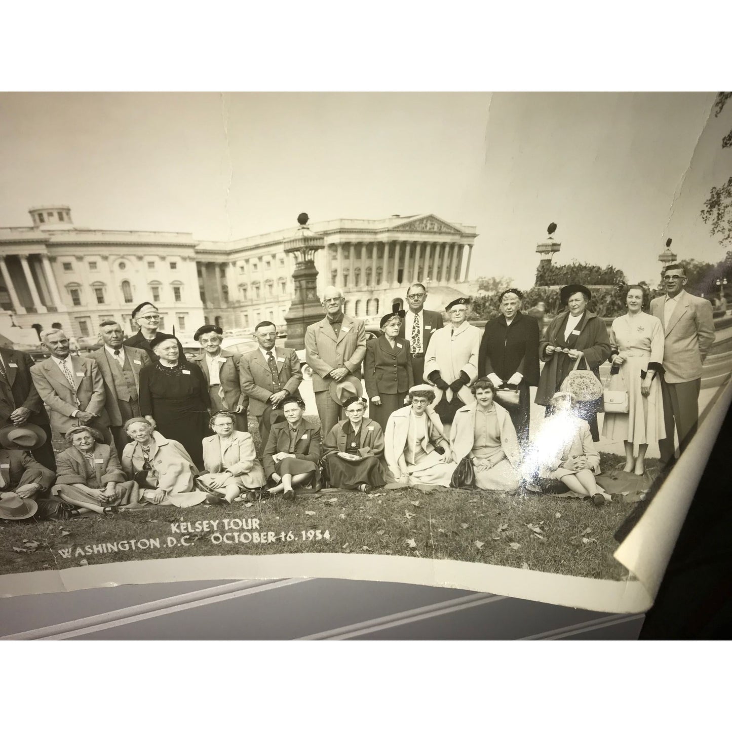 "Kelsey Family Tour" Washington DC 1954 - Black and White Photograph of Family at Capital Building -