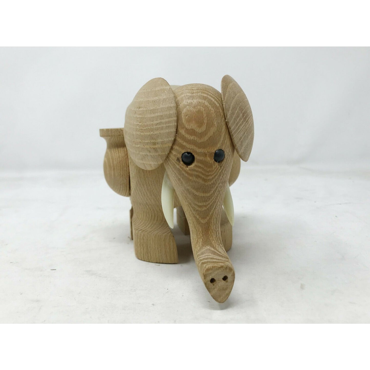 Small WOODEN ELEPHANT Decoration CUTE w tusks and small Holders  FREE SHIPPING