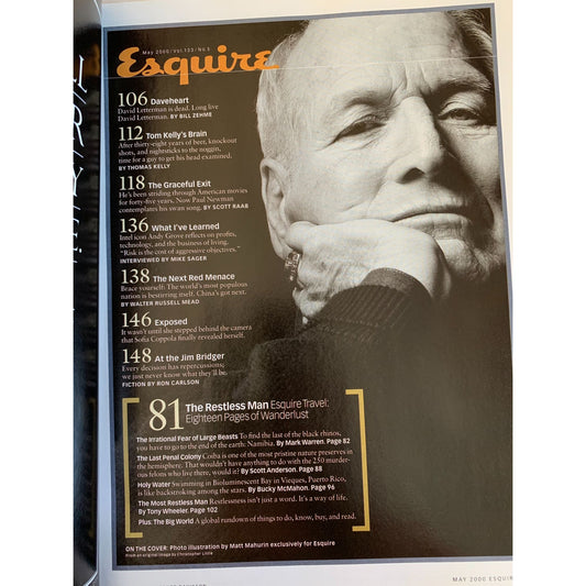 ESQUIRE Magazine May 2000 DAVID LETTERMAN The Fall & Rise of Dave,  Paul Newman