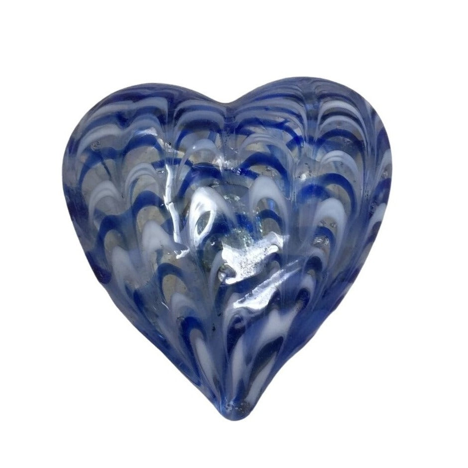 Pair of Art Glass Magnets - Red and Blue Heart Glass Magnets