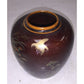 Japanese Brown Jar with pretty floral design handpainted on - metallic looking and colored paint on shiny brown finish A+ Stuff  A+ Stuff Vases
