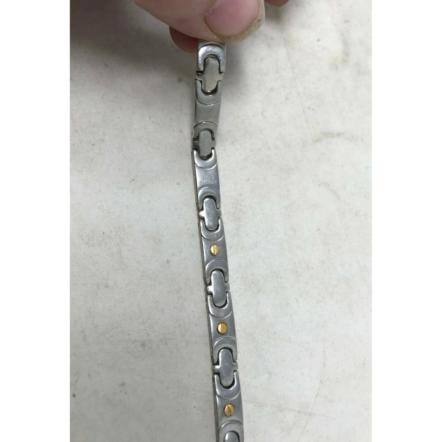 MENS 2 tone Stainless Steel BRACELET Approx 8" Long Simple Design