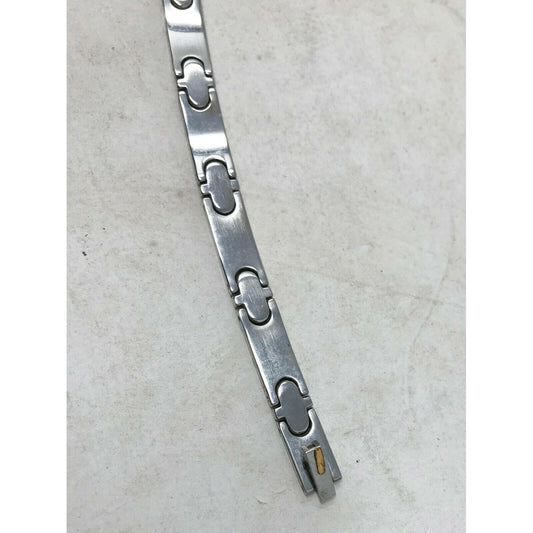 MENS 2 tone Stainless Steel BRACELET Approx 8" Long Simple Design