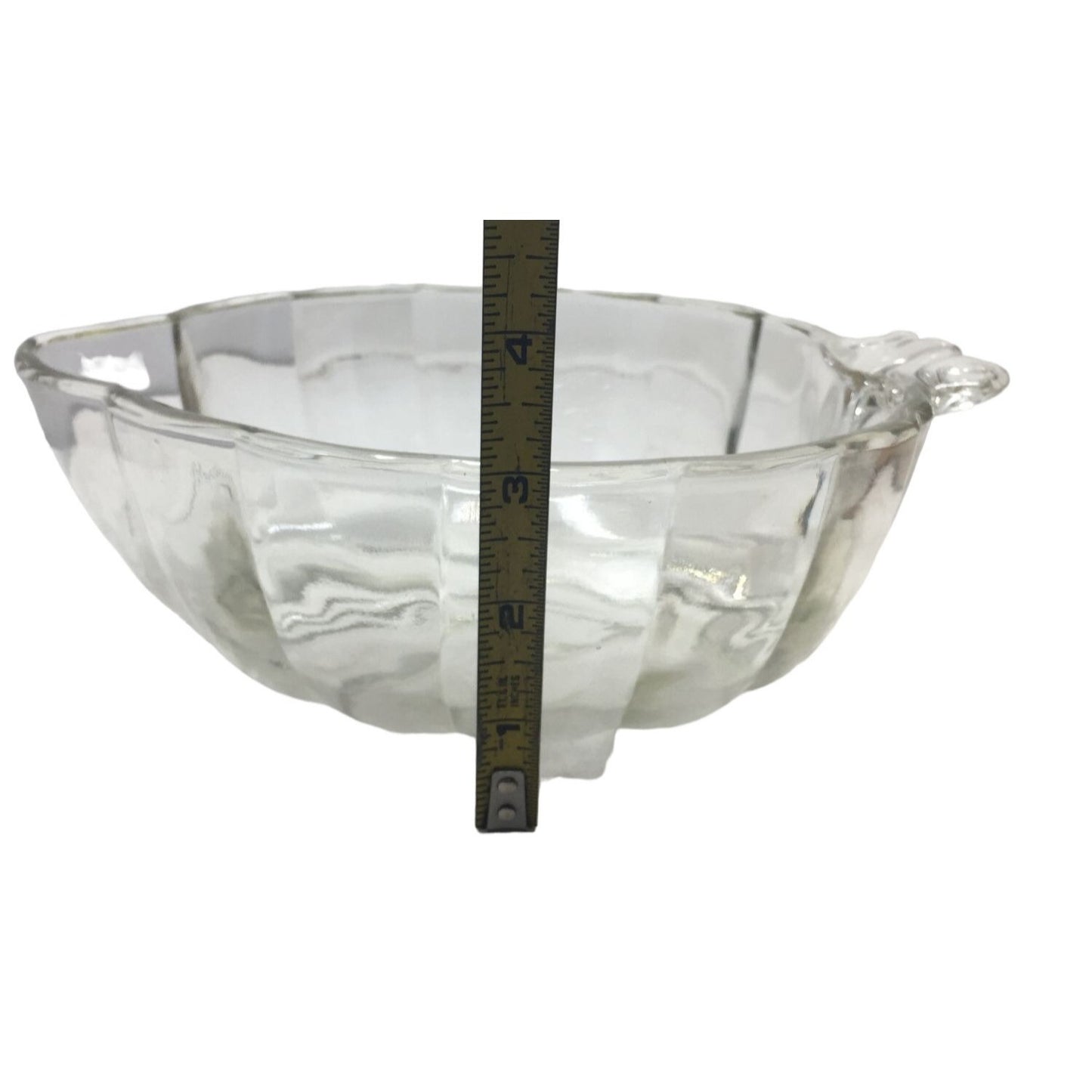 Pretty Leaf Shaped Crystal Serving Dish Prism Effect cut Bottom Ridges