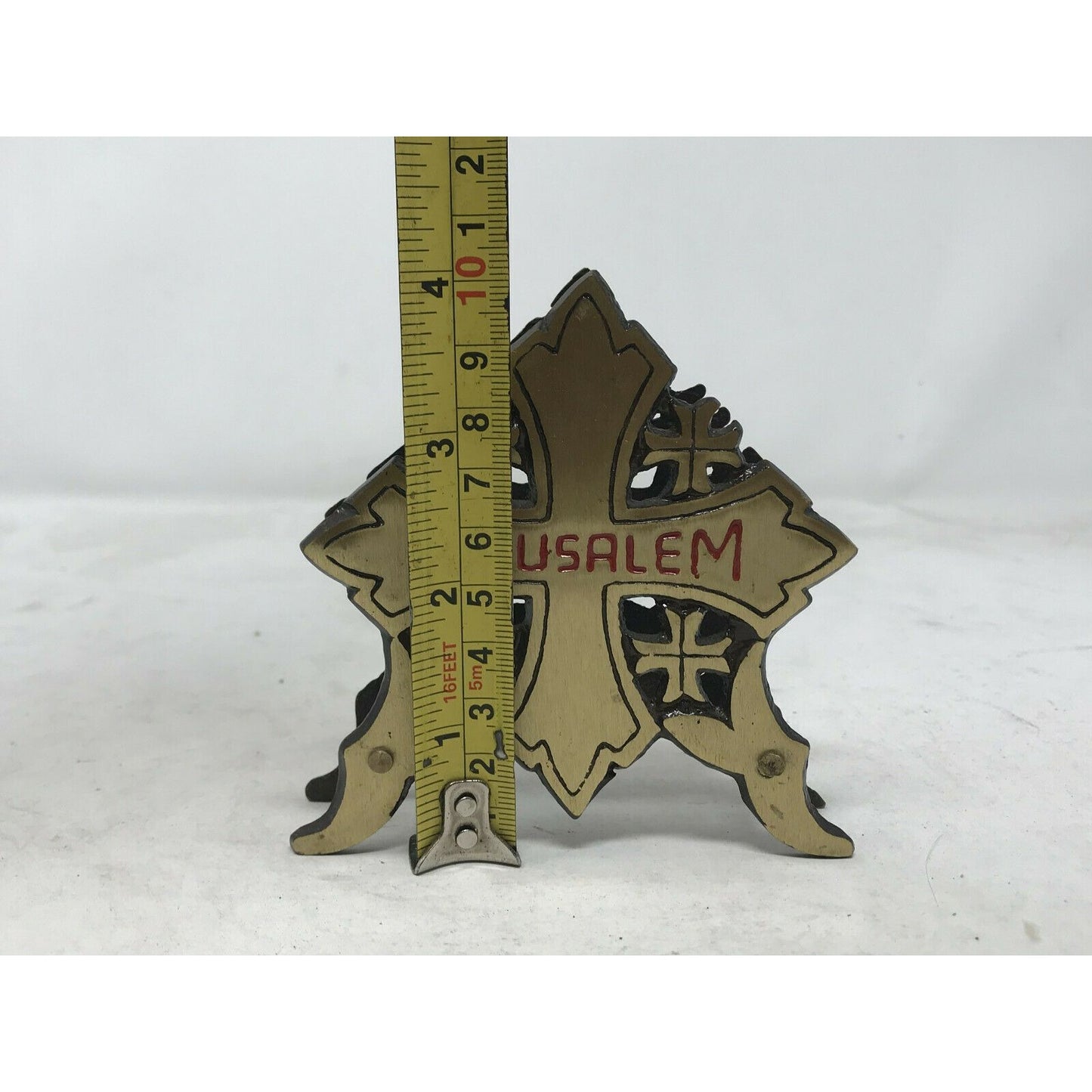 Celtic Jerusalem Cross Brass Napkin Holder - Israel Souvenir