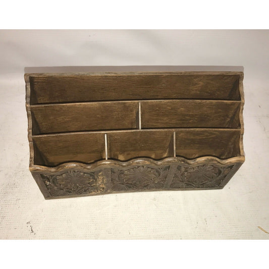 Vintage Faux WOOD GRAIN Lerner DESK ORGANIZER Letter Mail Holder