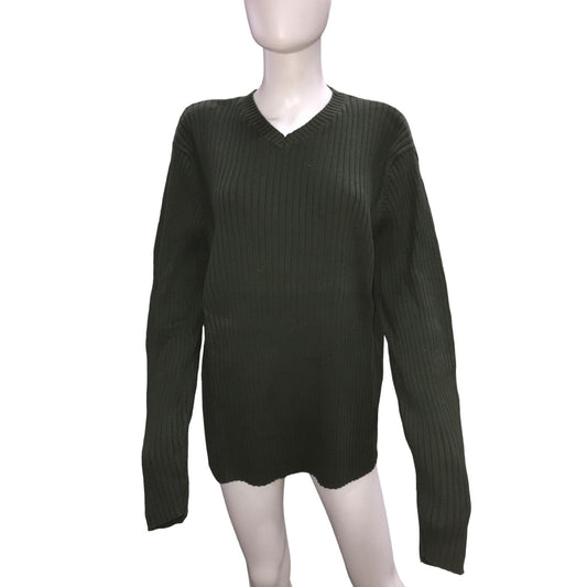 Old Navy Dark Green (Olive) Ribbed V Neck Sweater Mens size XXL - Boyfriend Sweater