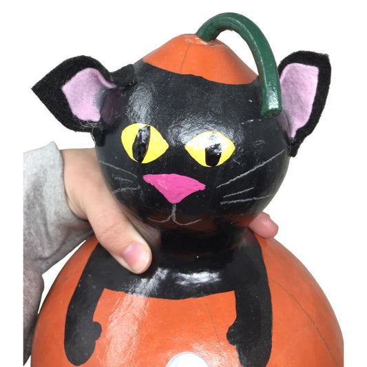 Halloween Decor - Cute Cat in Pumpkin Holiday Decoration