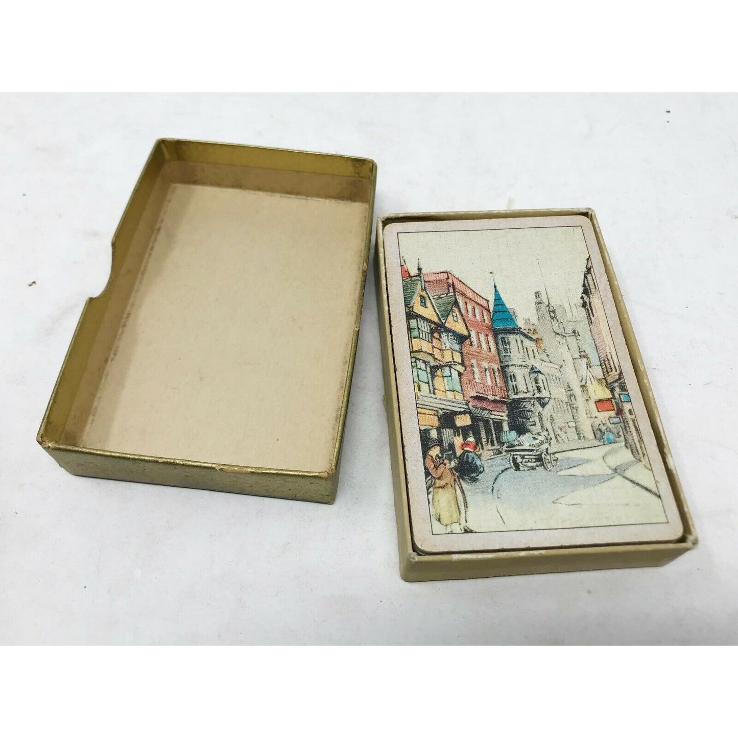 PICKWICK Box ANTIQUE (1932) PLAYING CARDS w Bridge Scoring Table