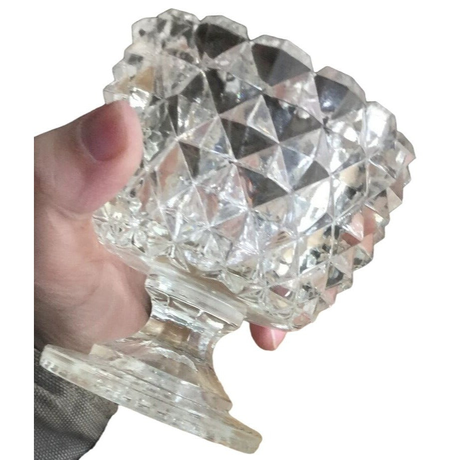 Pretty Leaf Shaped Crystal Serving Dish Prism Effect cut Bottom Ridges