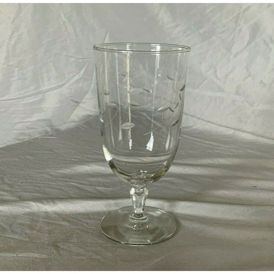 Etched Wine Glass - Delicate Design Stemware - approx 8" tall - formal dining