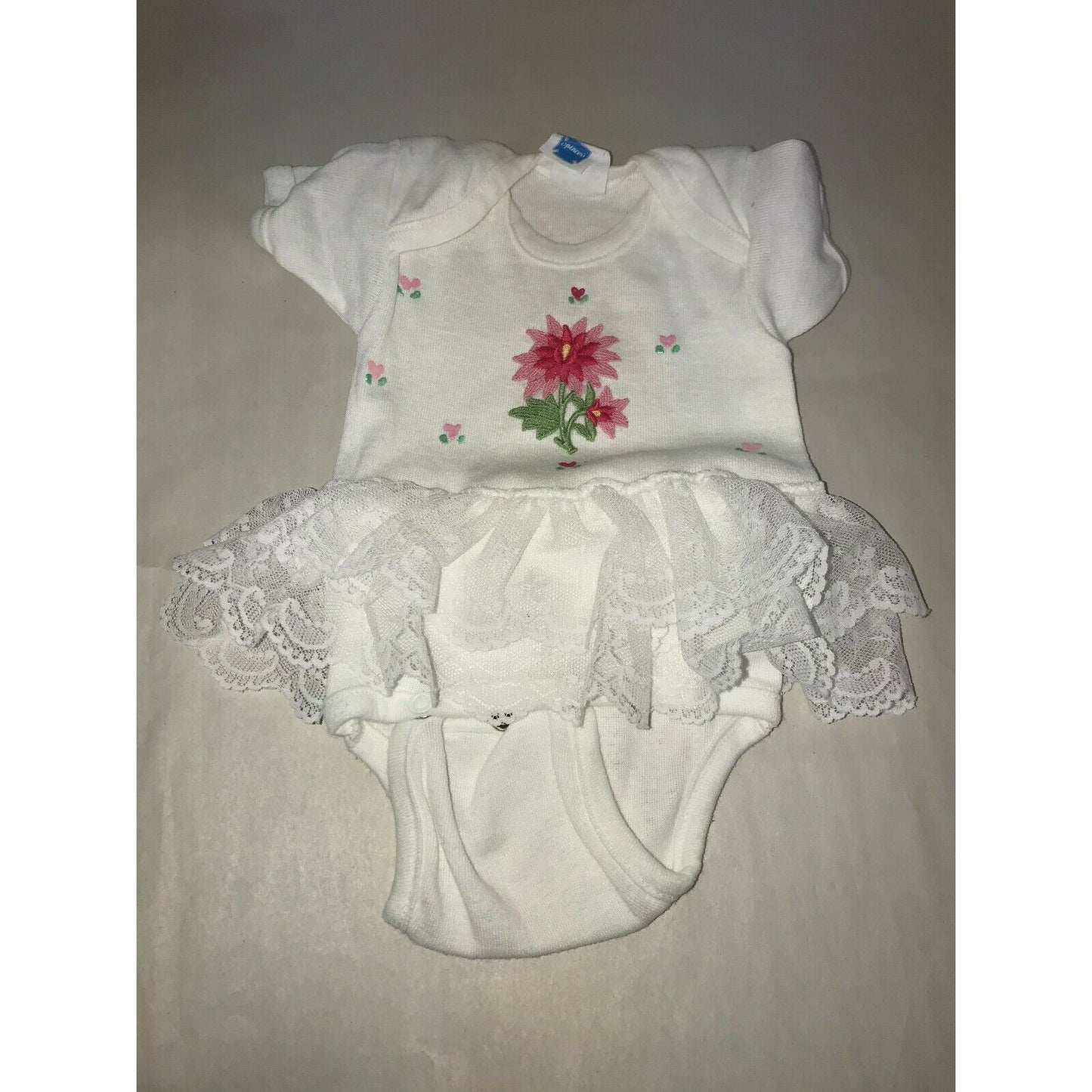 Flower Embroidered one piece w Tutu - 6 mos - simple and sweet