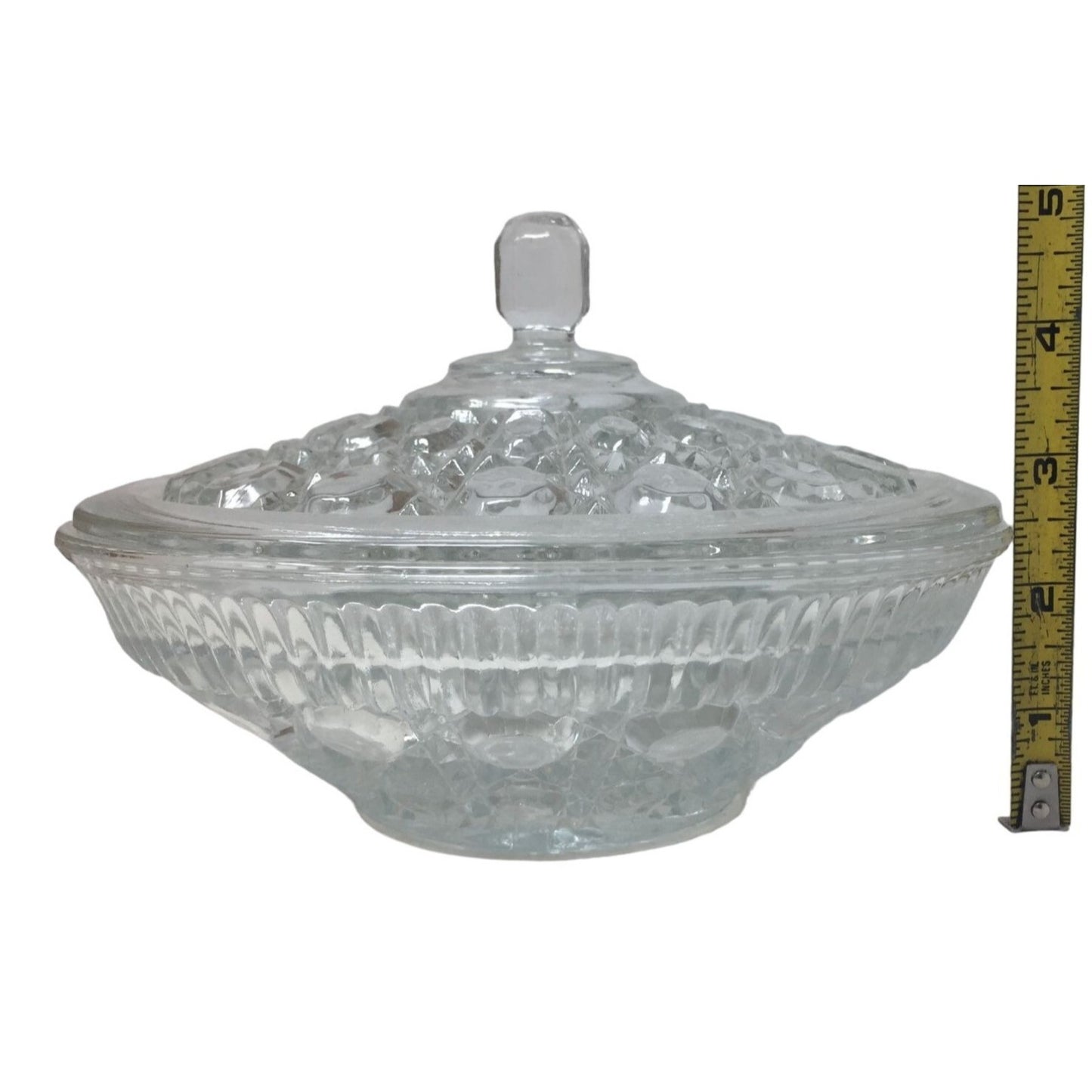 Beautiful Lidded Candy Dish - Indiana Glass Windsor Button and Cane Pattern - Lovely Set!