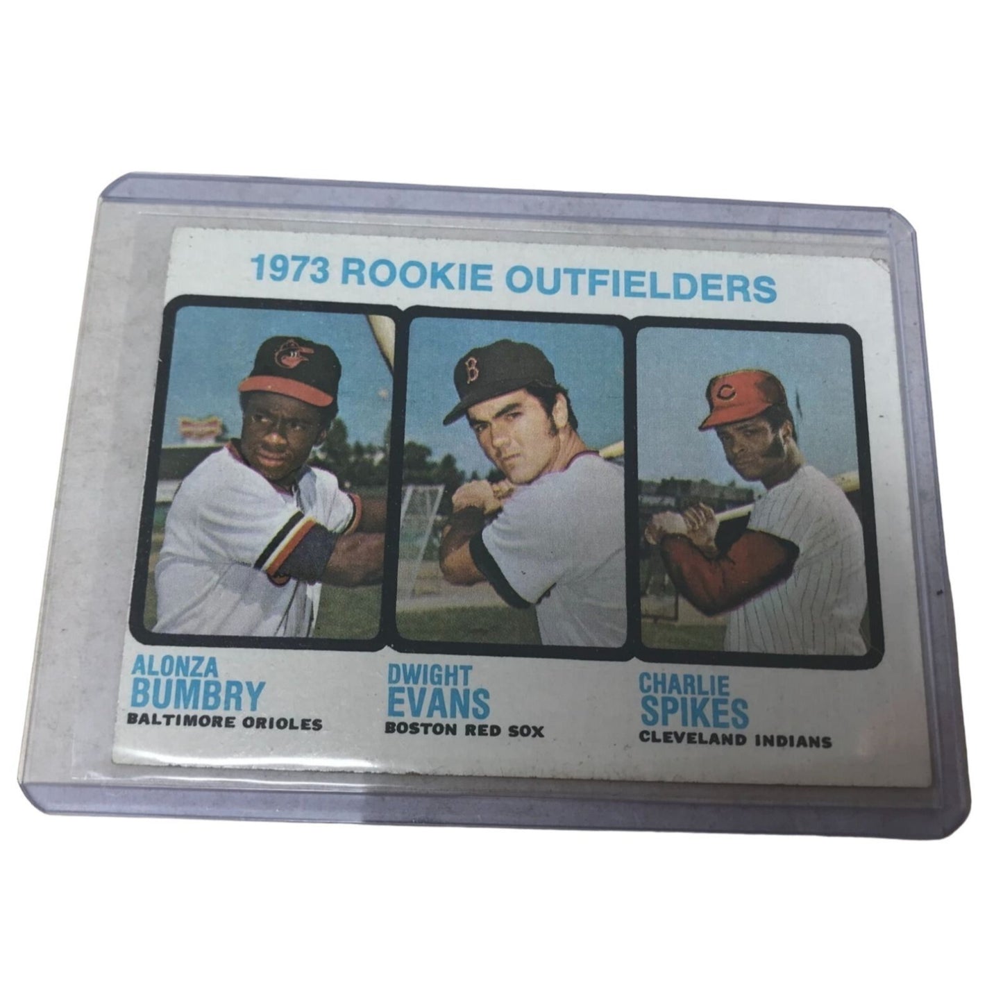 1973 ROOKIE Outfielders Card Alonza Bumbry, Dwight Evans, Charlie Spikes -  Card No. 614