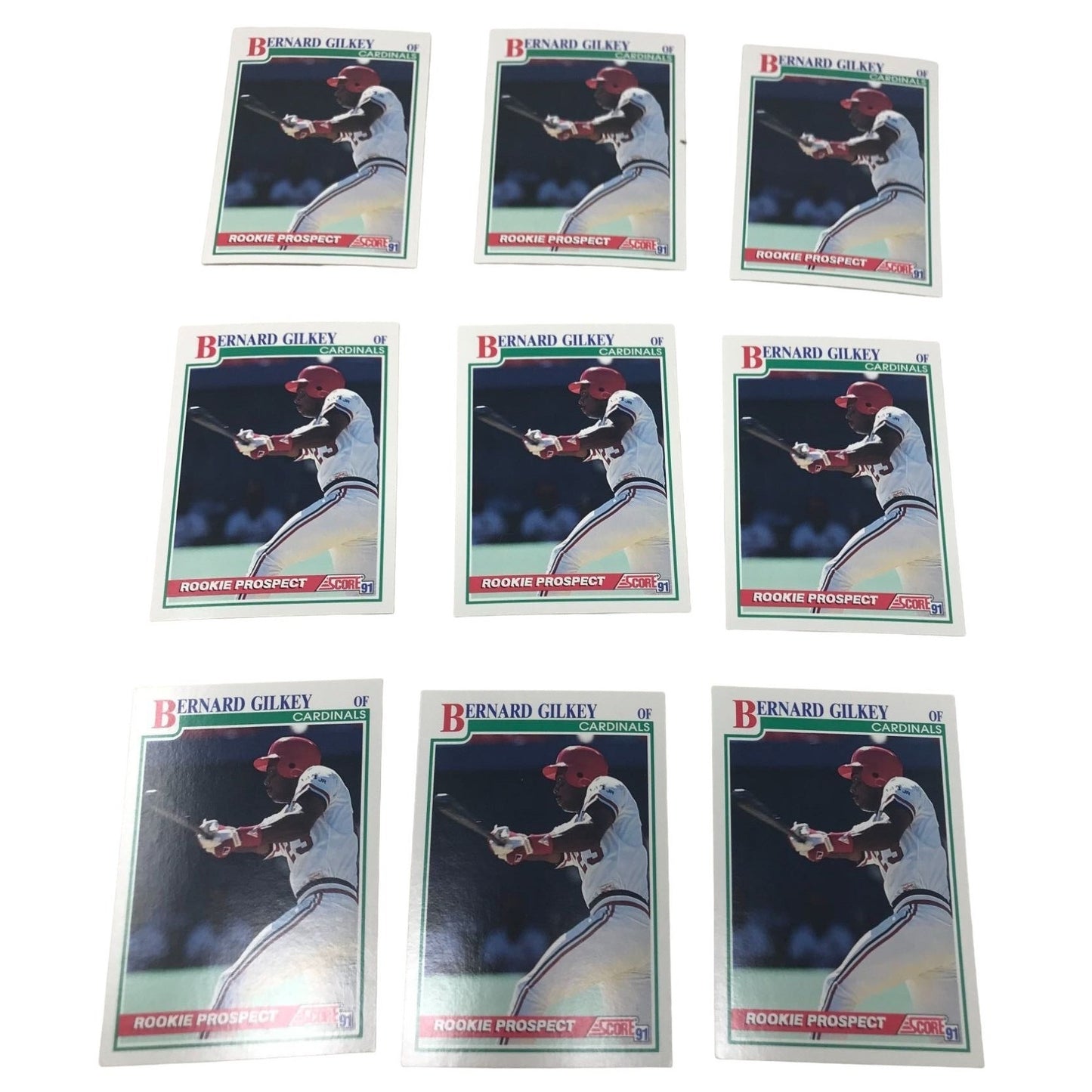 Lot of (9) 1991 Score ROOKIE PROSPECT Bernard Gilkey Card No. 709