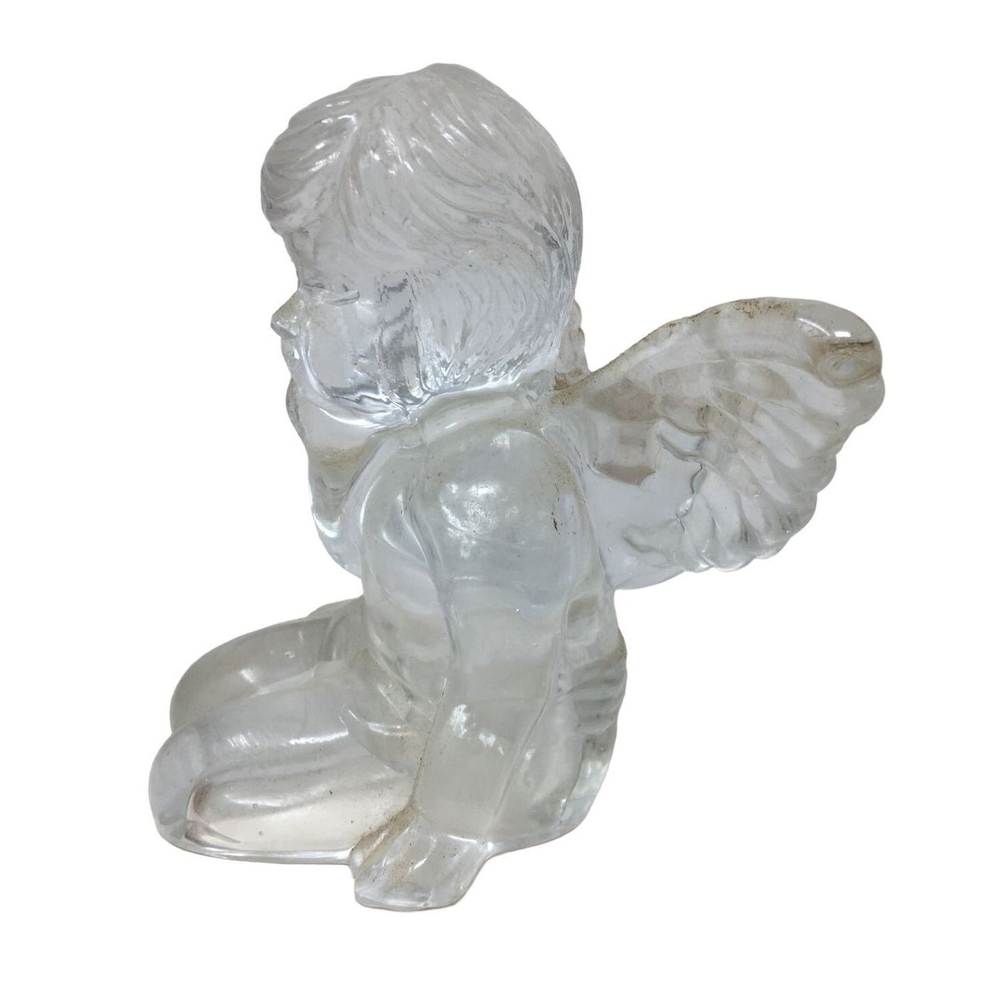 Clear Glass Angel Candlestick Holder - Sweet Cherub Decor